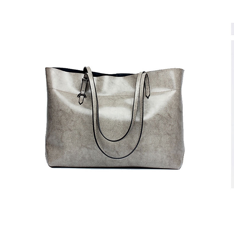Grey Fashion Genuine Leather Shopper Bag