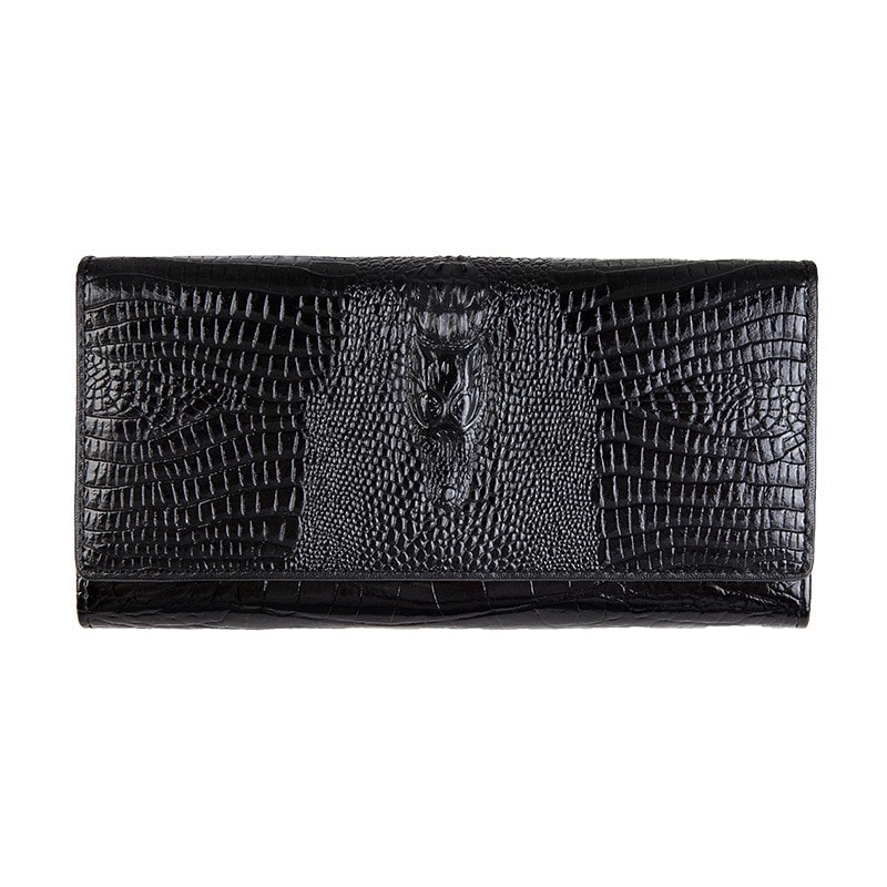Tan Croc-effect  Leather Wallet For Women