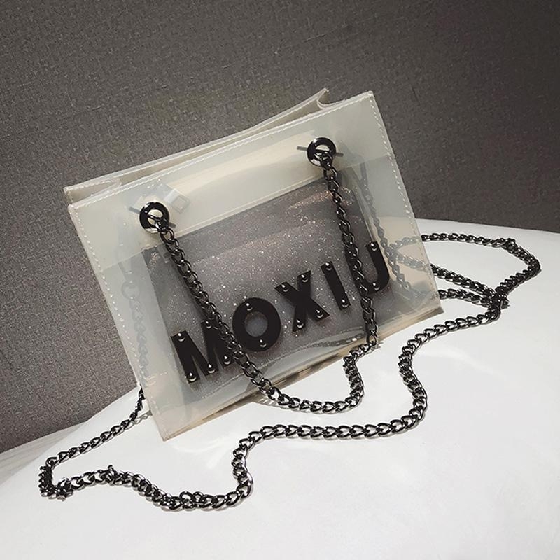 Holographic Clear Purses Shoulder Chain Bags with Inner Pouch