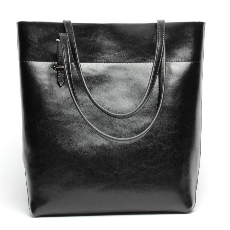 Black Leather Tote Bag Genuine Leather Classic Tote Handbags