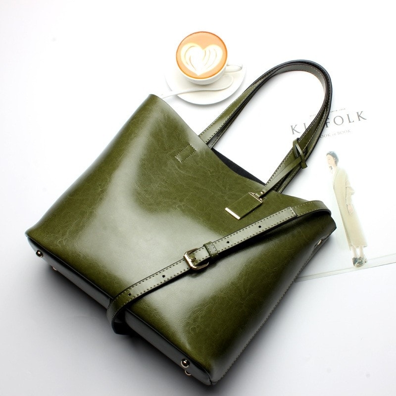 Green Leather Handbags Side Bags for Women