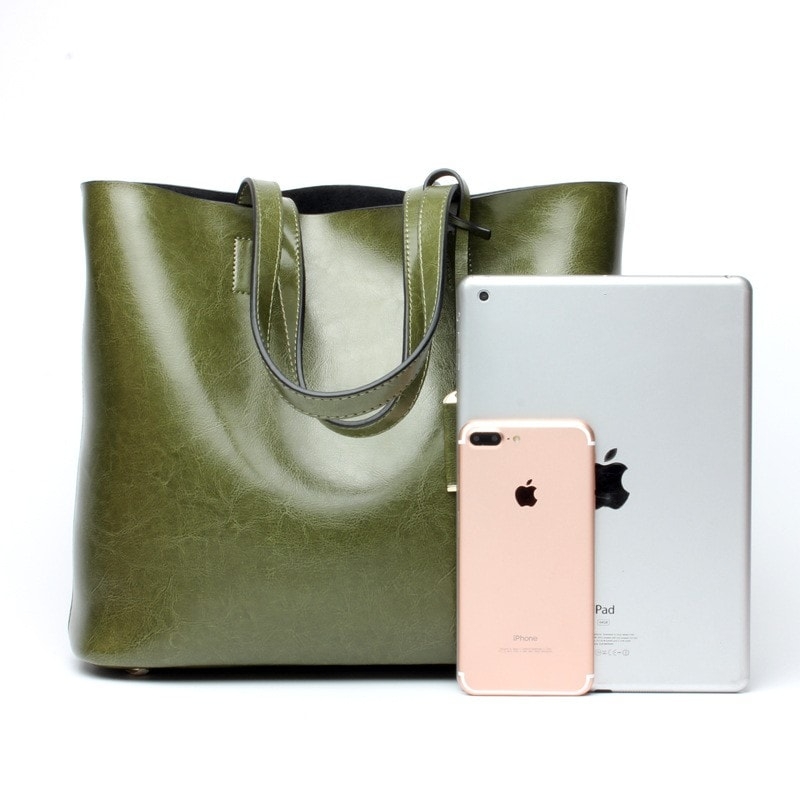 Green Leather Handbags Side Bags for Women
