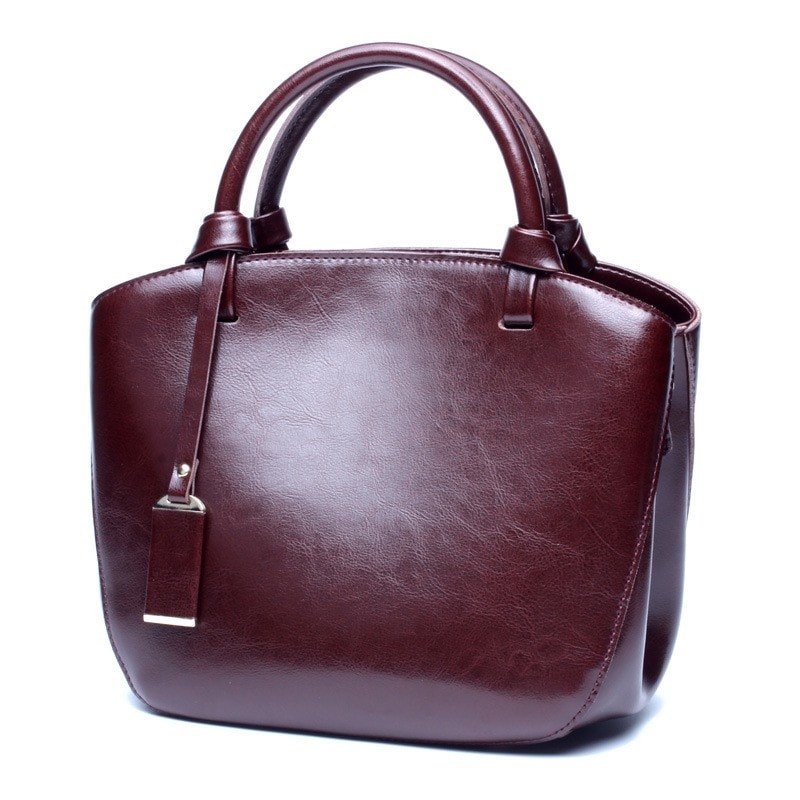 Women's Black Genuine Leather handbags Vintage Mini Tote Bags for Work