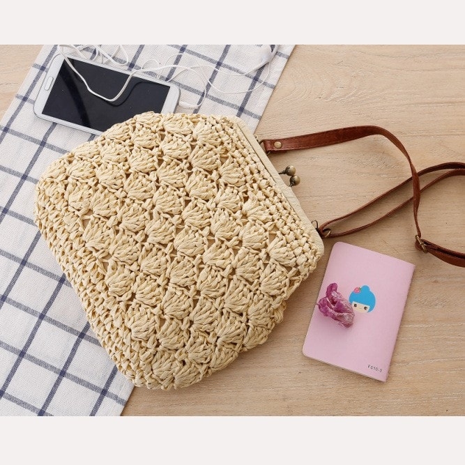 Beige Adjustable Side Bag Summer Woven Bag | Baginning