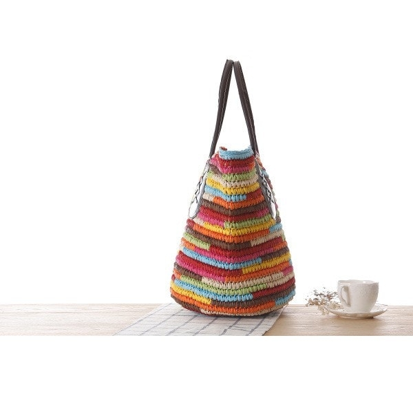 Colorful Summer Woven Beach Tote for Travelling