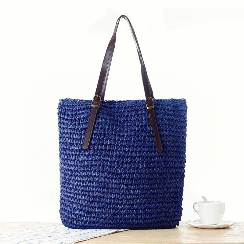 Brown Straw Beach Tote