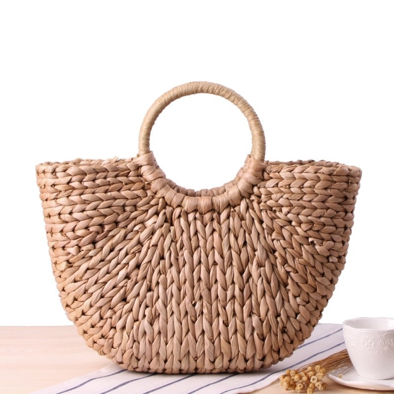 Khaki Summer Handbag Scarf Beach Bag for Travelling