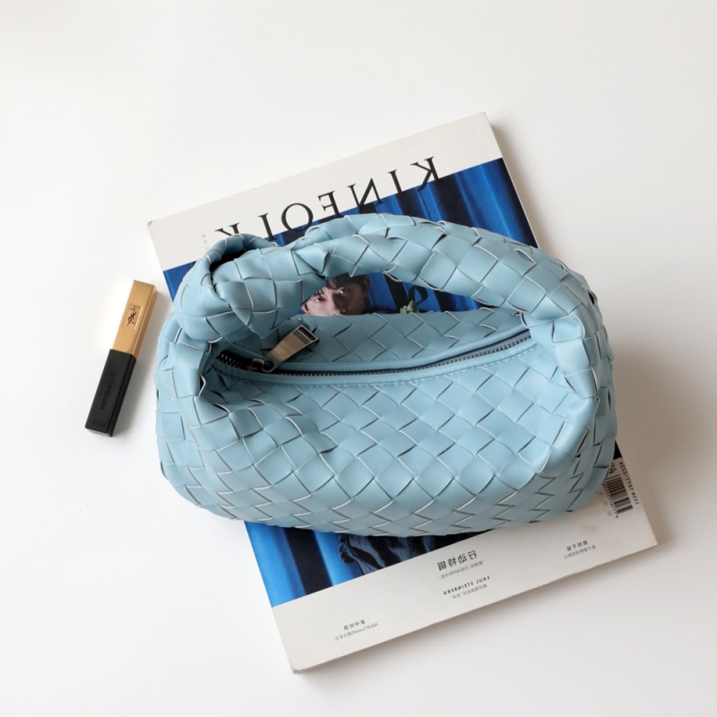 Light Blue Leather Woven Handbags