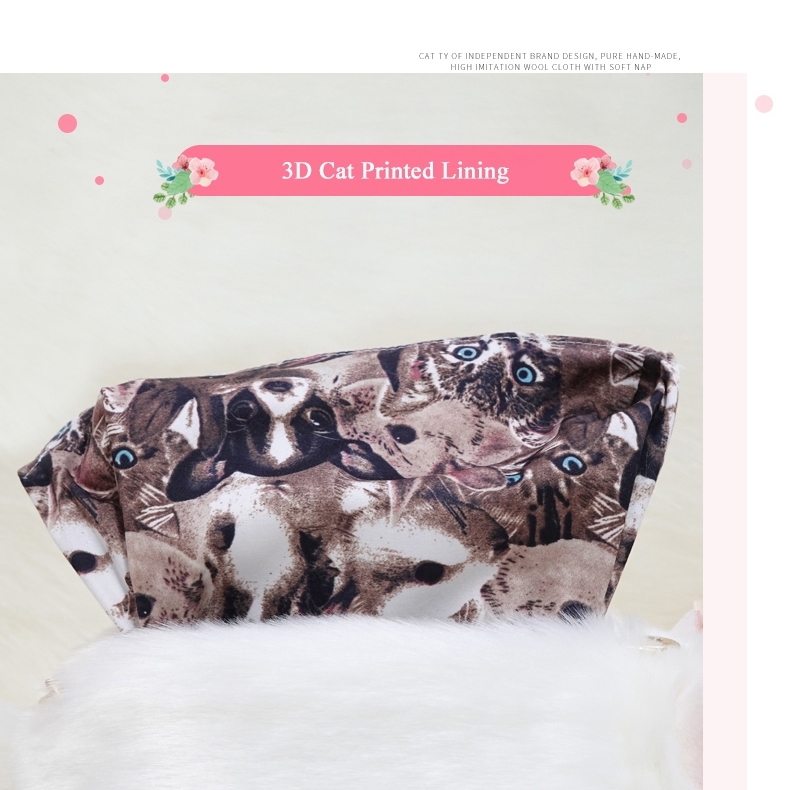 Custom Handmade Imitation Grey Fur Cat Crossbody Bag Cute Purses