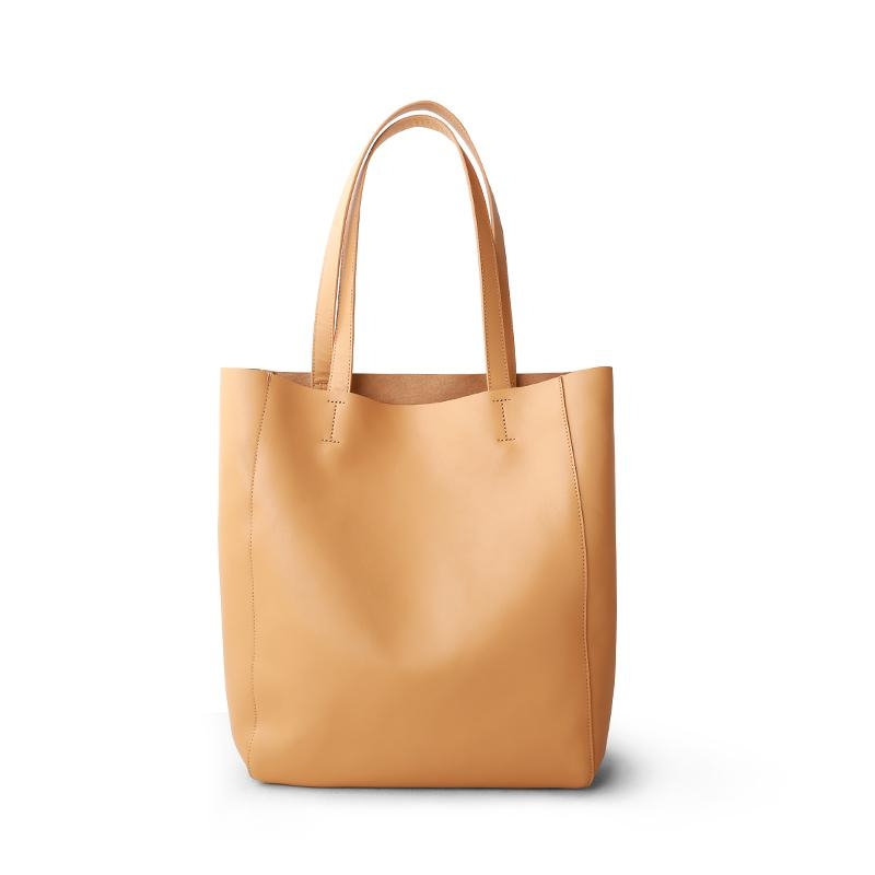 Natural Colors Vertical Soft Leather Tote Bag for Women 
