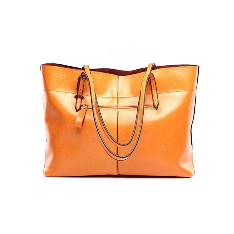 Yellow Genuine Leather Classic Tote Handbags