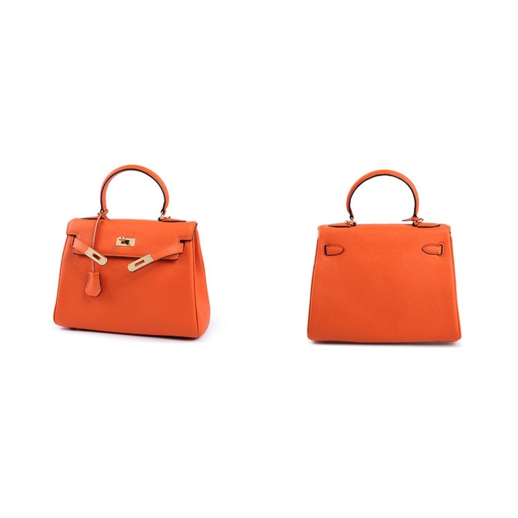 Orange Leather Handbags Satchel Bags