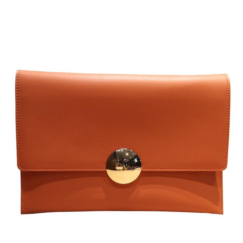 Orange Vegan Leather Large Clutch Bags Crossbody Message Handbags