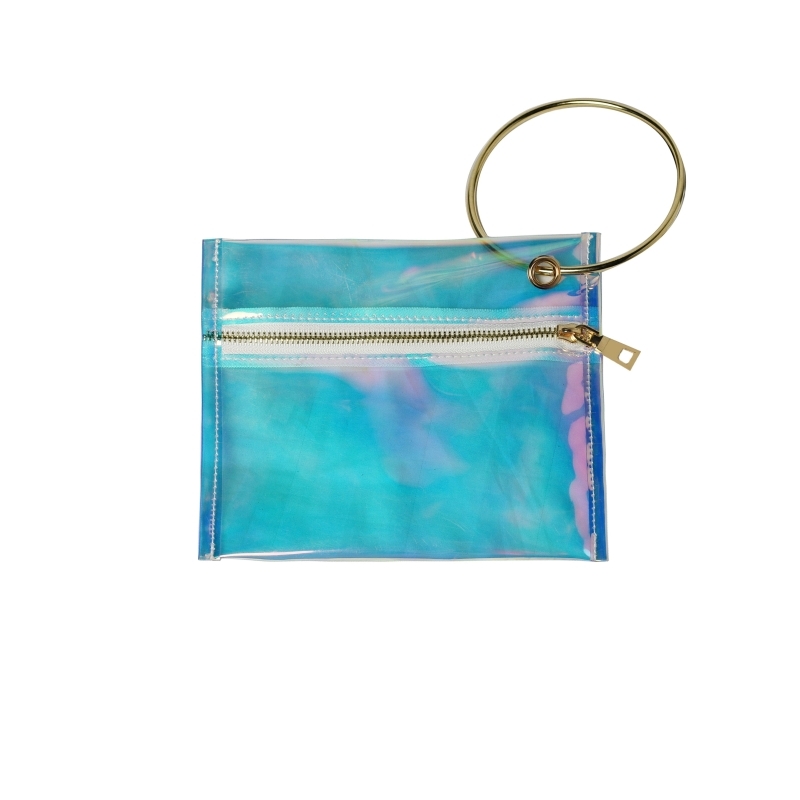 Pink Holographic Clear Purse Fashion Wristlet