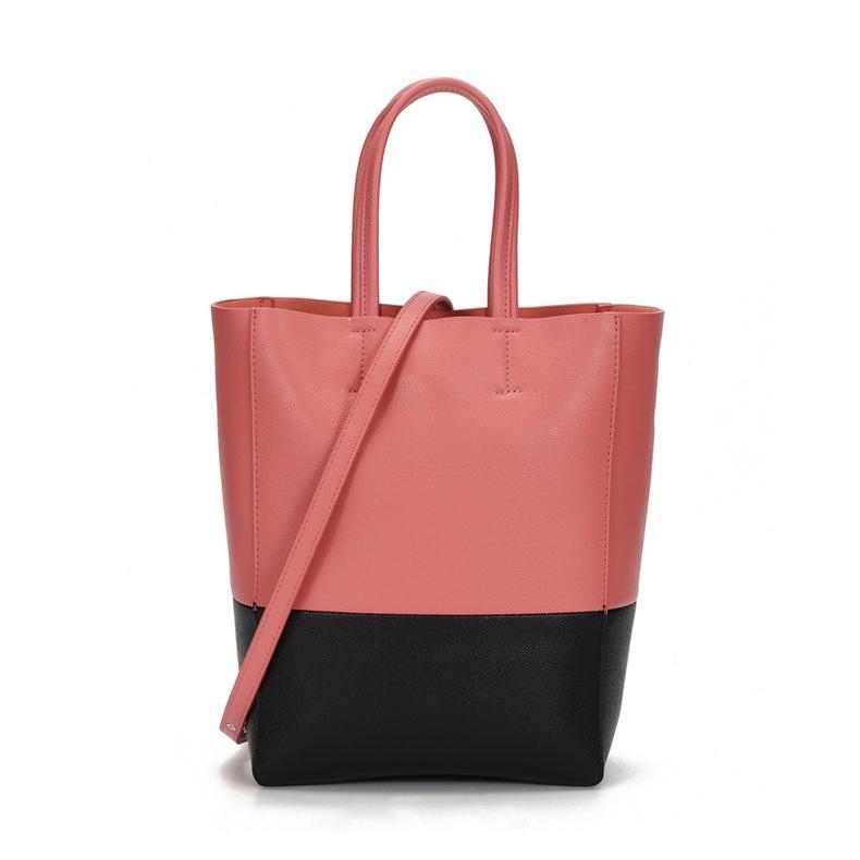 Pink and Black Upright Leather Tote Bags