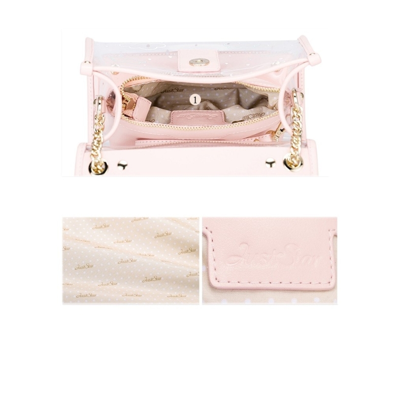 Pink Flowers Inner Pouch Clear Purse Handbags Transparent Shoulder Bag