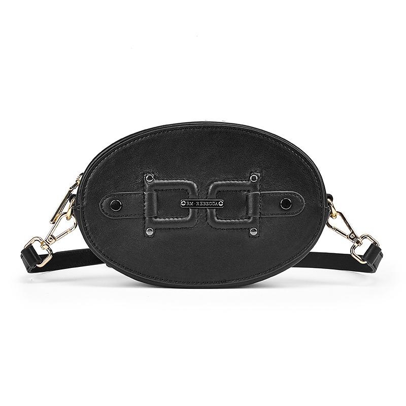Black Ellipse Leather Belt Bags