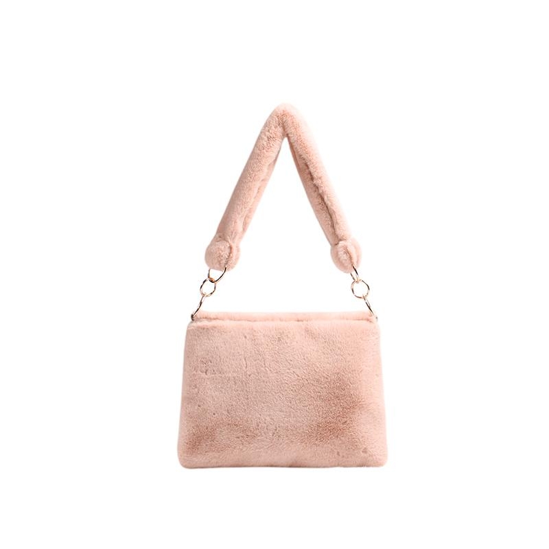 Pink Faux Fur Shoulder Bags