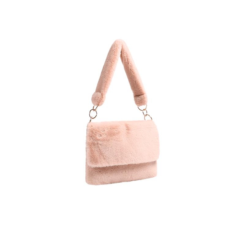 Pink Faux Fur Shoulder Bags
