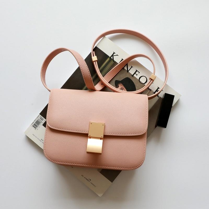 Blush Flap Genuine Leather Square Classic Bag Message Bags