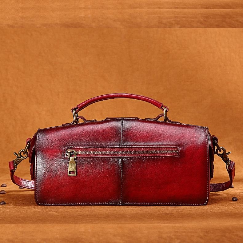 Burgundy Retro Doctor Bag Leather Handbags