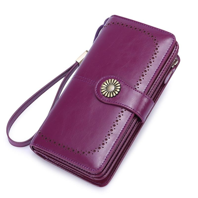 Purple Retro Leather Long Wallet
