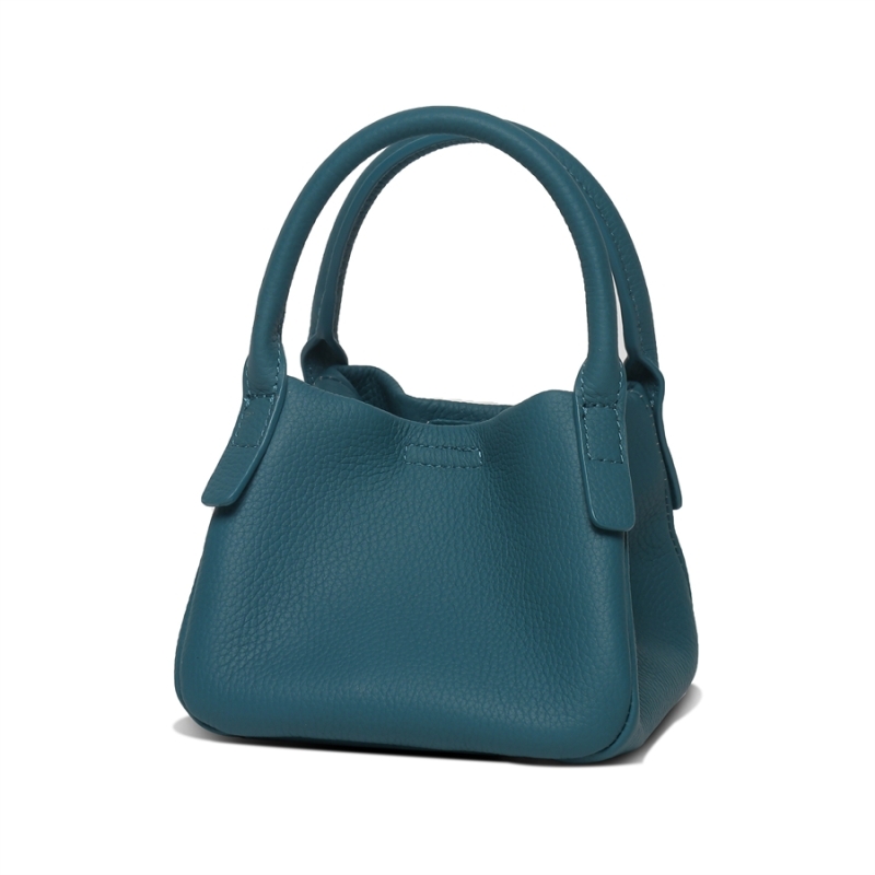 Candy Blue Leather Mini Tote Bags Shoulder Basket Handbags