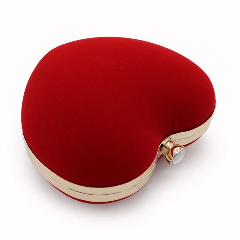Red Heart Shape Evening Clutch Bag Party Purses