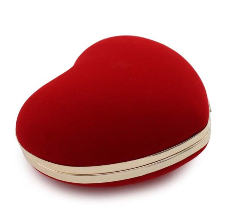 Red Heart Shape Evening Clutch Bag Party Purses