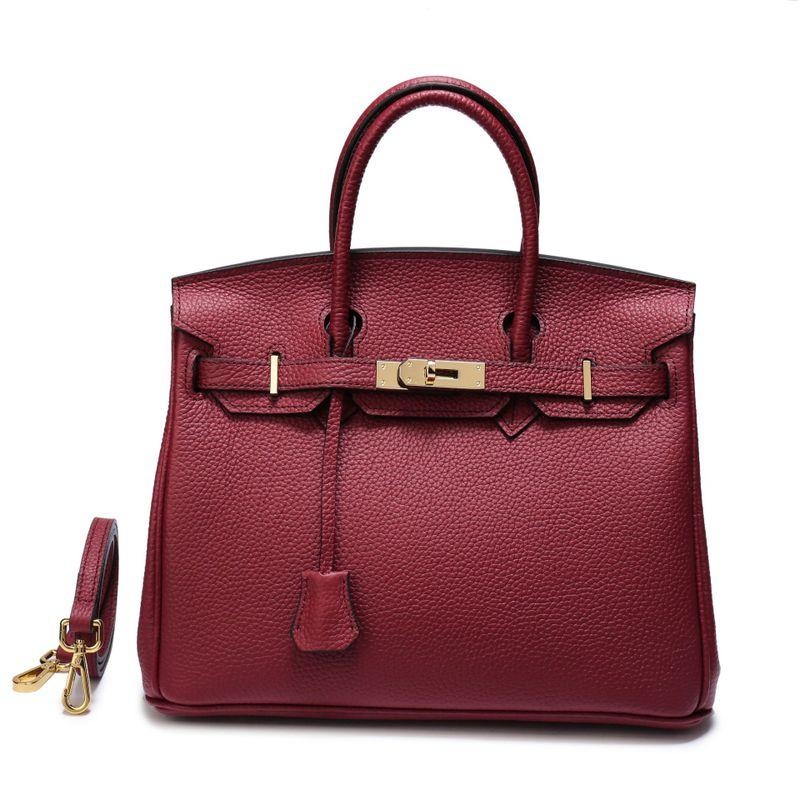 Pink Litchi Leather Handbags Classics Satchel Bags