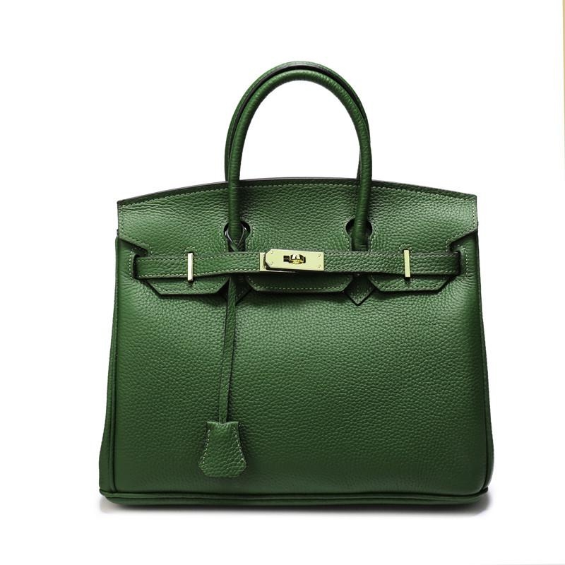 Black Litchi Leather Handbags Classics Satchel Bags