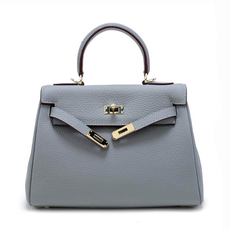 Khaki Linen Leather Handbags Satchel Bags
