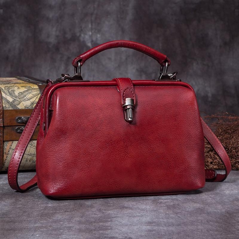 Retro Brown Leather Cow Leather Doctor Bag Shoulder Bags
