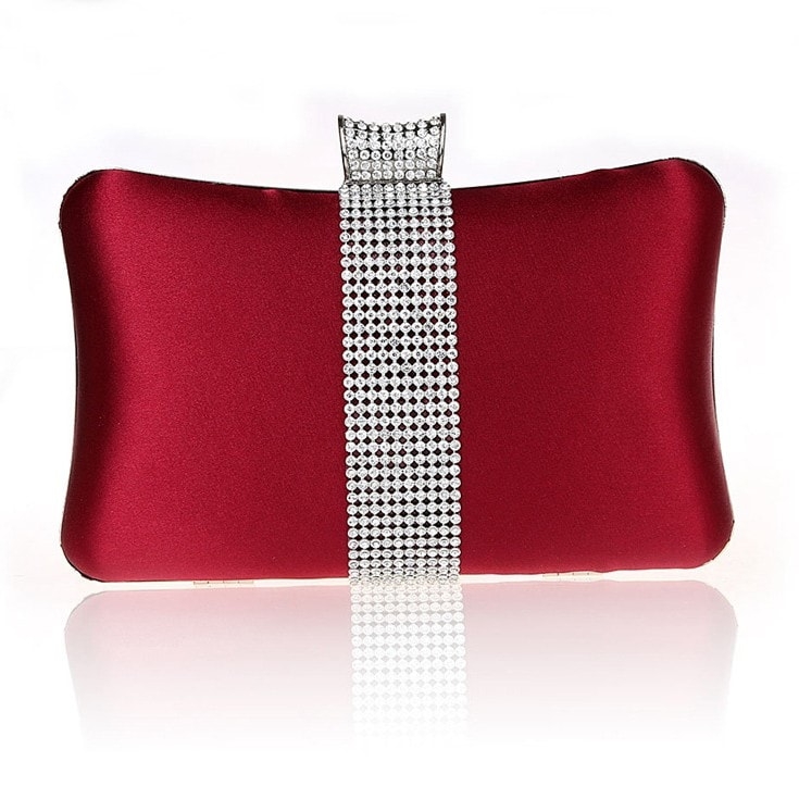 Red Evening Box Clutch Rhinestone Elegant Party Bags for Prom