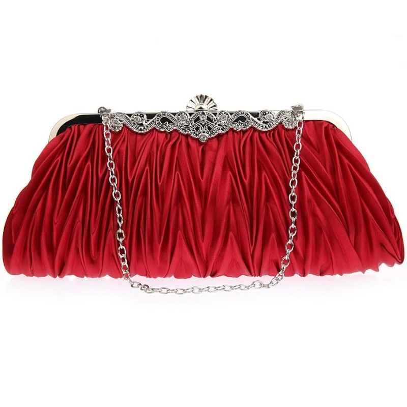 Dark Red Polyester Clutch Bags