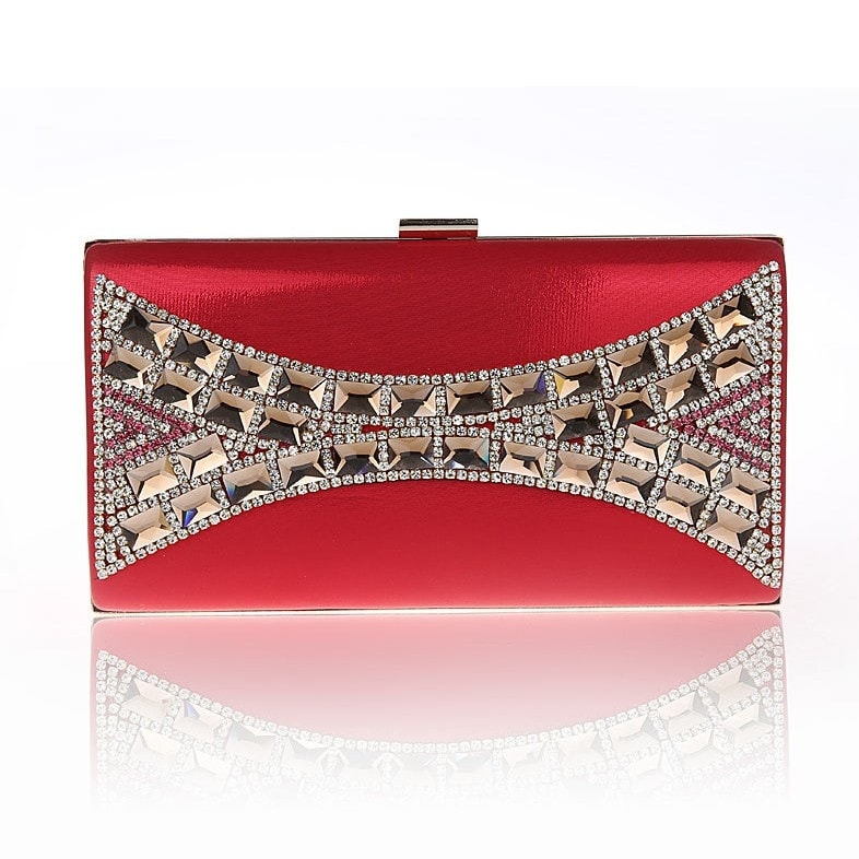 Red Evening Rhinestone Clutch Purse for Party