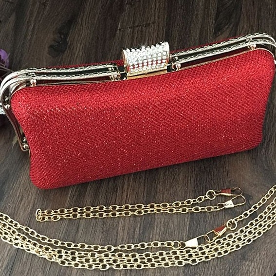 Red Evening Bag Hand Clutch Purse for Party