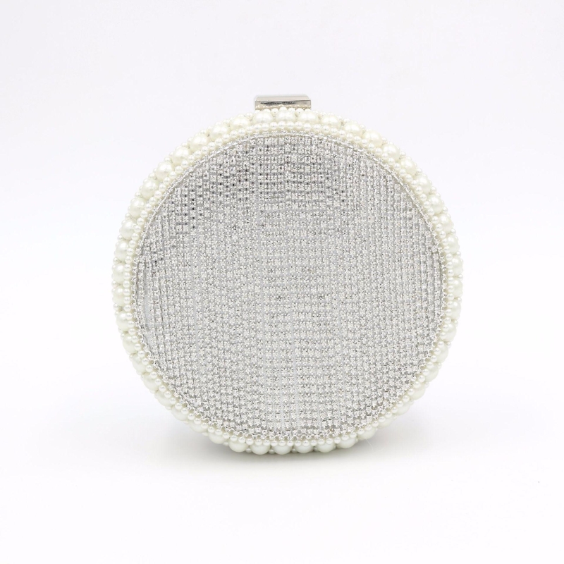 Gold Circle Luxury Crystal Clutch Purse Pearl Evening Handbags