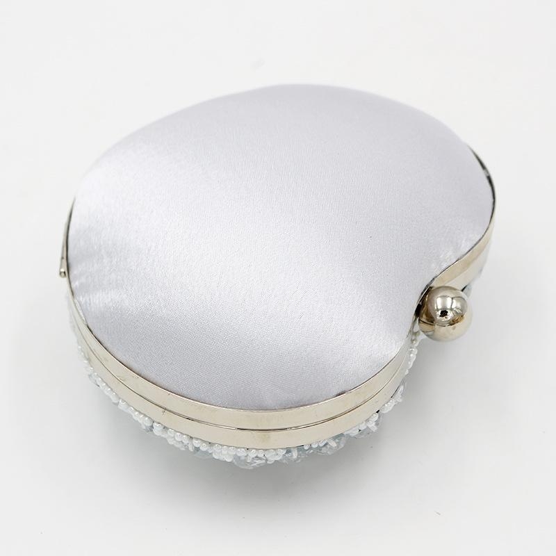 Silver Heart Shape Crystal Clutch Purse Sparkly Box Evening Bags