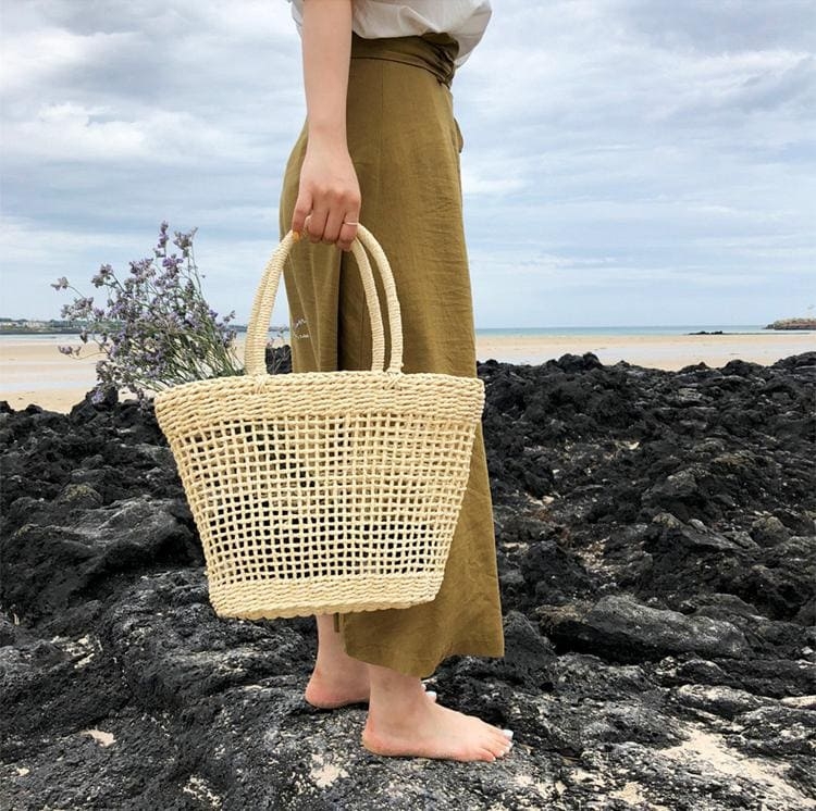 Beige Straw Tote Bag Summer Beach Bags
