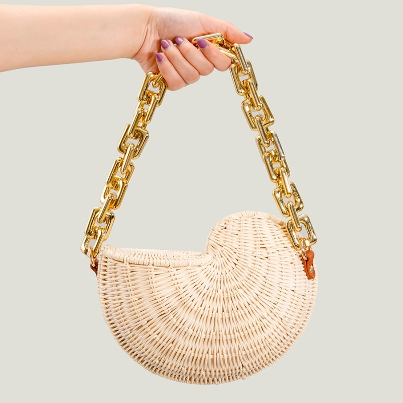 Summer Golden Chian Conch Rattan-weaved  Beach Bag
