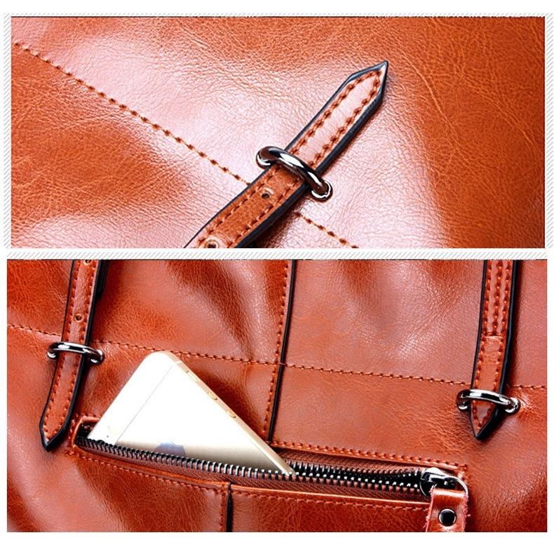 Tan Genuine Leather Classic Tote Handbags