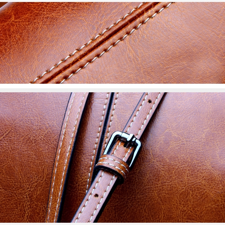 Tan Genuine Leather Simple Shoulder Bags 