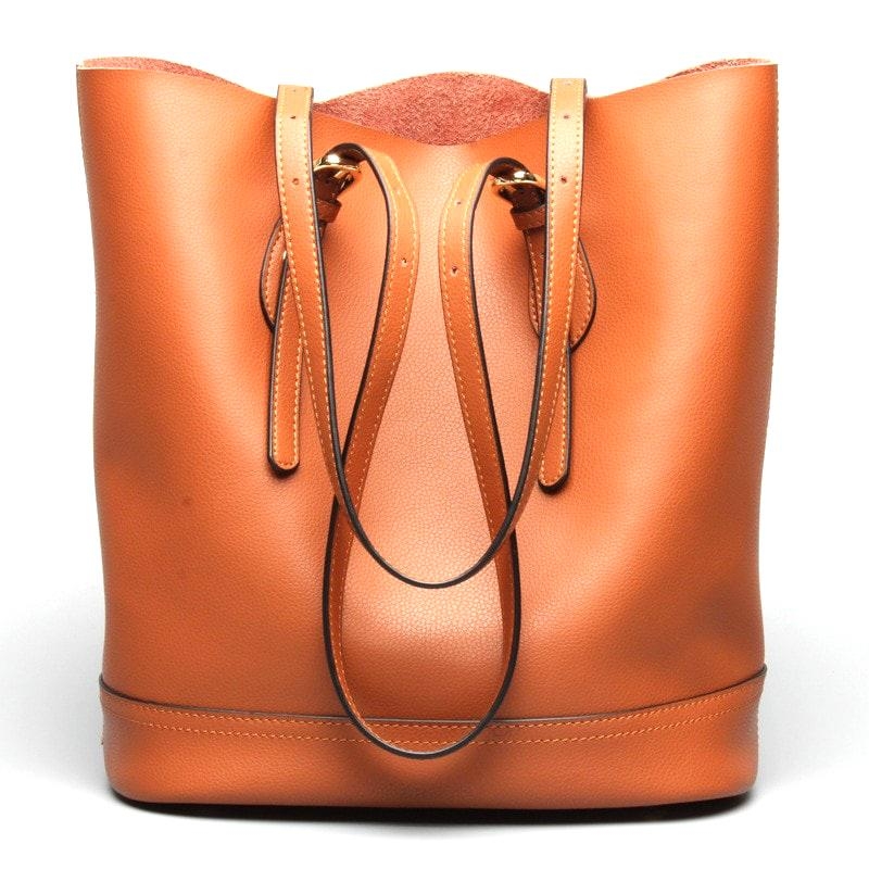 Tan Genuine Leather Tote Bags Large Shopper Bag for Women