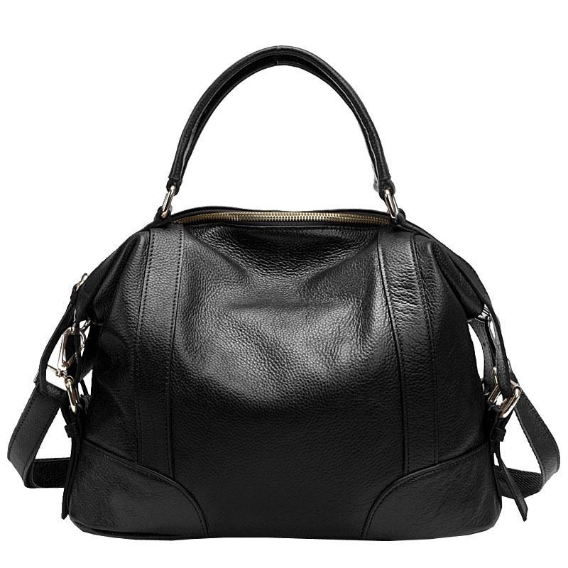 Black Leather Handbags Zip Crossbody Large Satchel Bags
