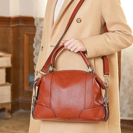 Tan Leather Handbags Zip Crossbody Large Satchel Bags