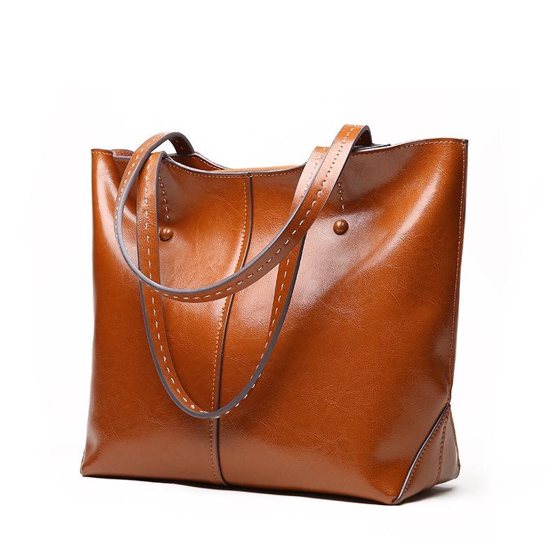 Coffee Leather Tote Bags for Lady