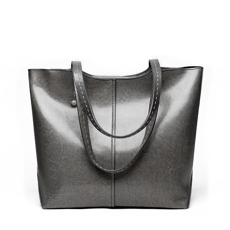 Grey Leather Tote Bags for Lady