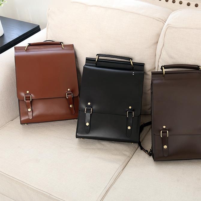 Chocolate Retro Preppy Style Leather Backpacks