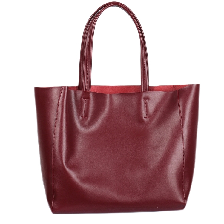 Burgundy Soft Daily Leather Tote Bags